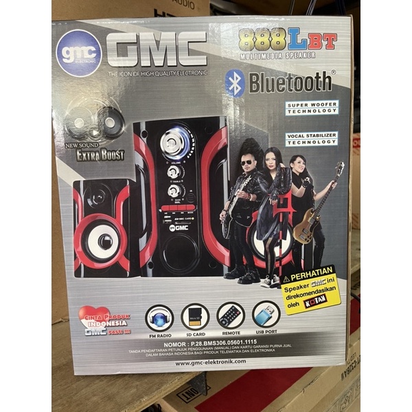 Speaker aktif GMC 888LBT Super Woofer Bluetooth, Radio, USB. ada remote