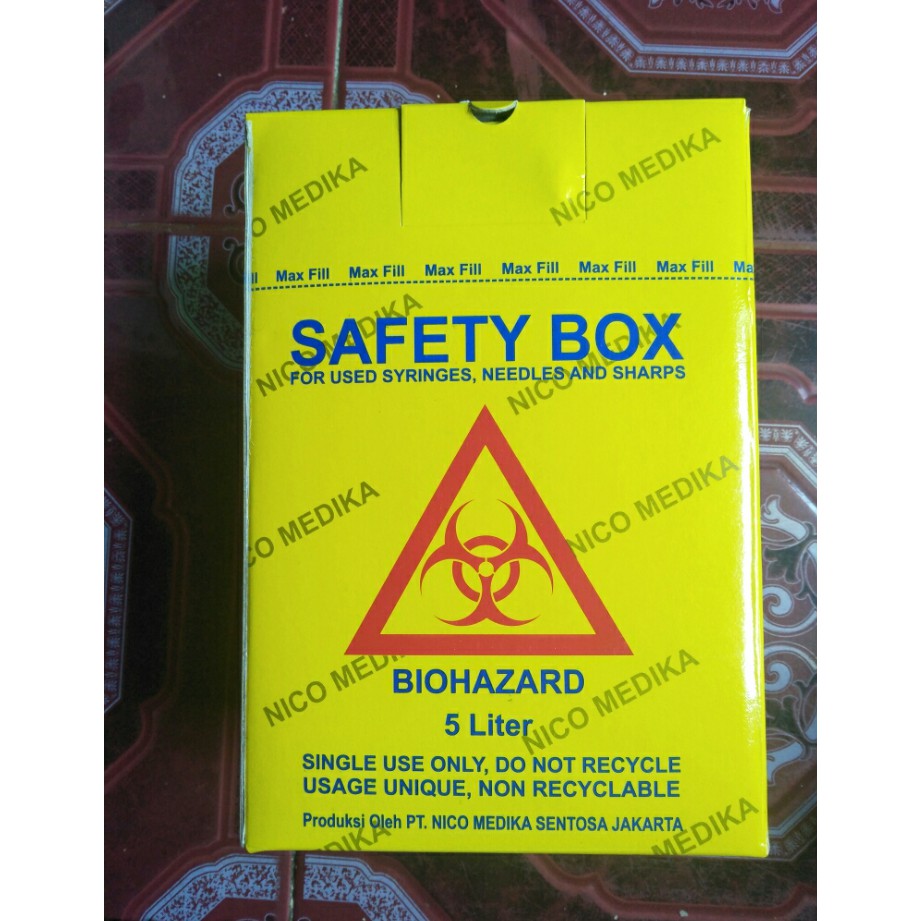 Tempat Sampah Medis Safety Box 5 Liter Biohazard Container 5 L