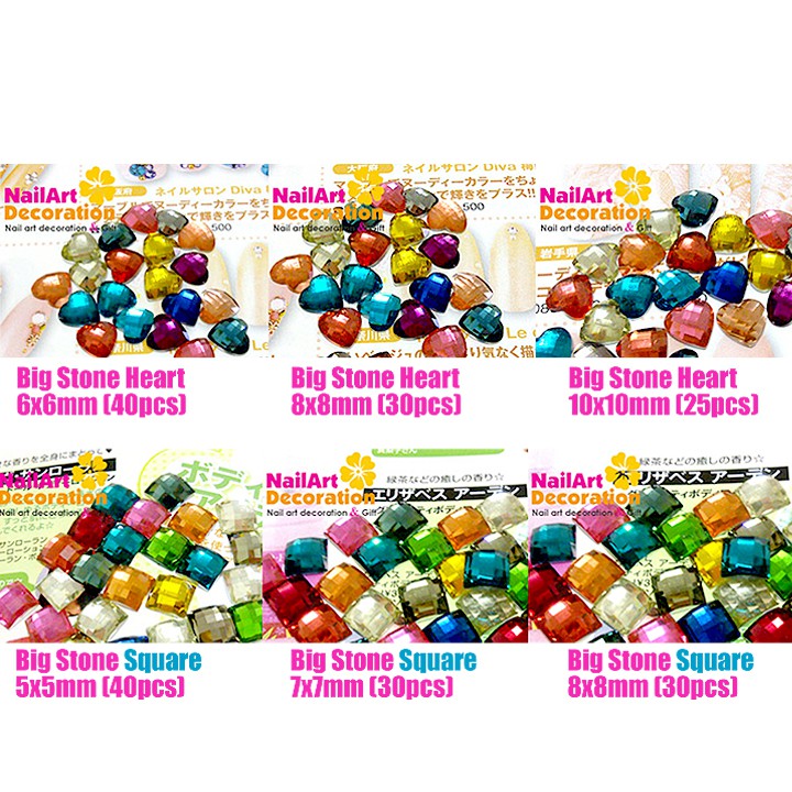 BIG STONE DEKORASI CLAY / SLIME DARI RHINESTONE WAJAH NAIL ART HAPE HIJAB DAN BAJU