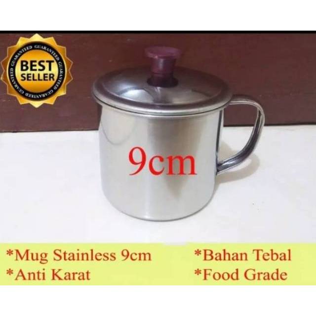 GROSIR Mug 9cm Cangkir Gelas Thai Tea Stainless Mini Kopi Teh Kecil