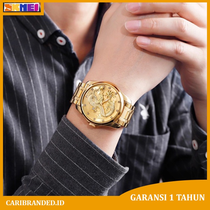 COD - SKMEI Jam Tangan Rantai Pria / Jam Tangan Naga Cowok Anti Air Ori 9193