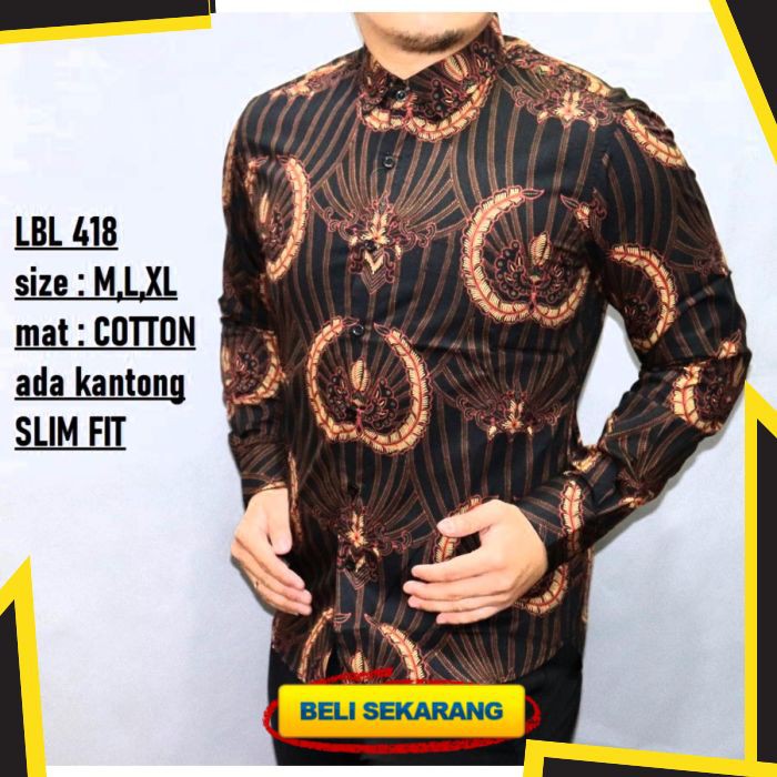 KEMEJA BATIK PRIA SLIM FIT BAJU BATIK PRIA SLIM FIT BATIK SLIM FIT PRINTING KATUN LBL418