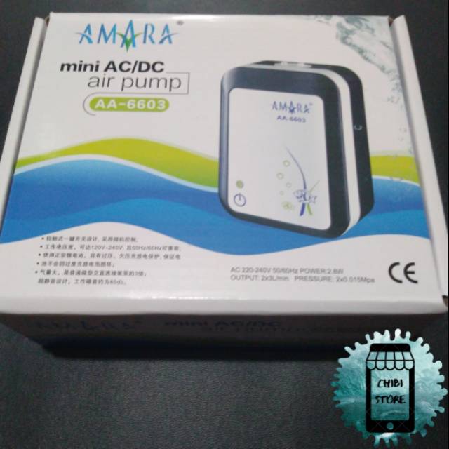 MESIN AERATOR 2 LUBANG ACDC AMARA AA-6603 / AMARA POMPA UDARA AC DC AERATOR AQUARIUM AA 6603 / MINI 