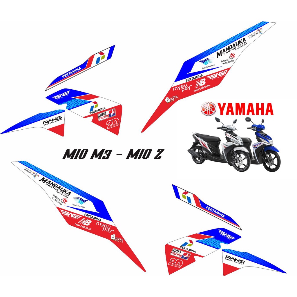 DECAL STIKER VARIASI COD-STRIPING CUSTOM MOTOR YAMAHA MIO M3 DAN MIO Z MOTIF ROAD RACE MANDALIKA NEW