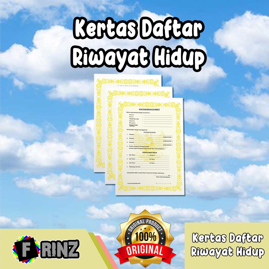 

ATK ~ Kertas Riwayat Hidup / Blangko Daftar RiwayatHidup CV