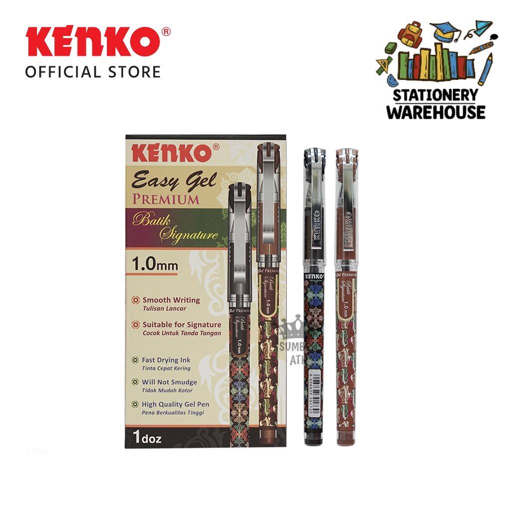 

Pulpen / Pena KENKO Gel Pen Easy Gel Premium 1.0 Mm 1.0mm Batik Random Color