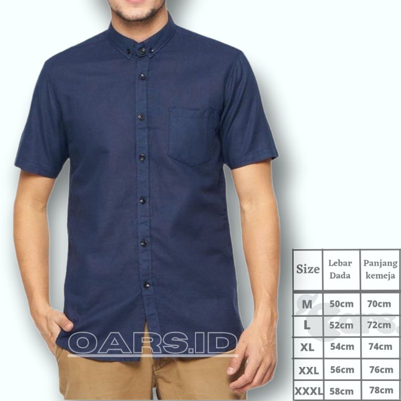 kemeja pria polos lengan pendek putih boyi topman jumbo big size slim fit