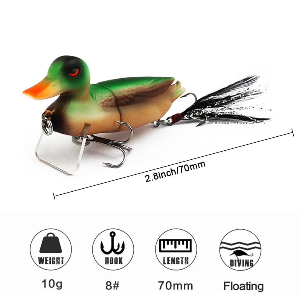 Umpan Pancing Lifelike Hot Top 3D Bebek Mengambang Topwater Bass Hook