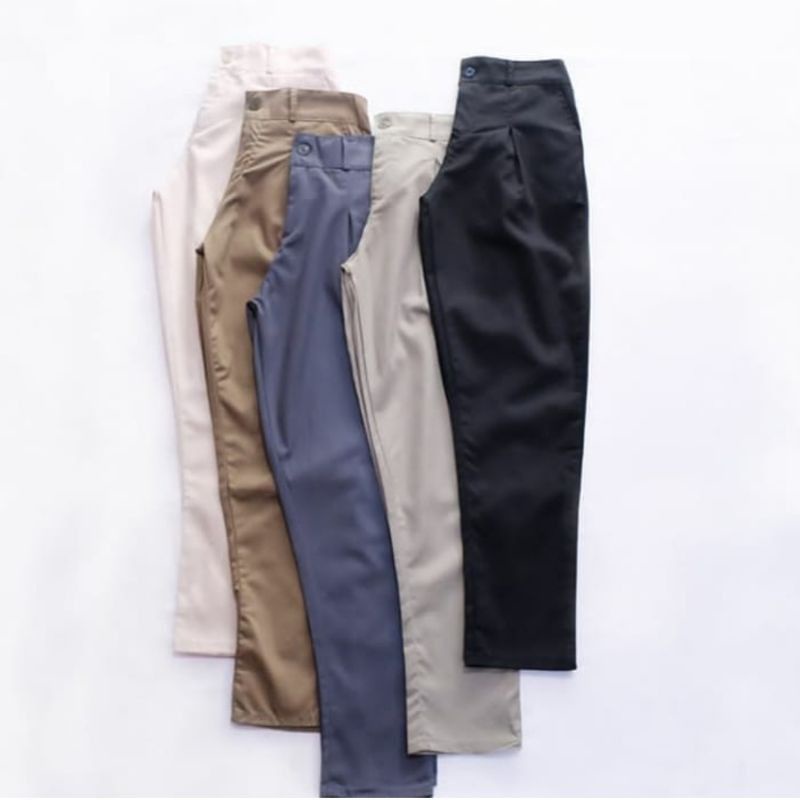 PROMO! Bisa COD READY BAGGY PANTS/ CELANA KERJA WANITA AMERICAN DRILL IMPOR MOSS LIGHT GREY DARK GREY KHAKI IVORY PUTIH- baggi