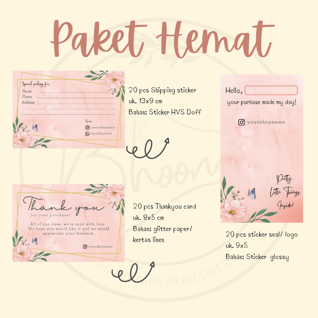 

PAKET HEMAT 1 - THANKYOU CARD + SHIPPING STICKER + STICKER SET