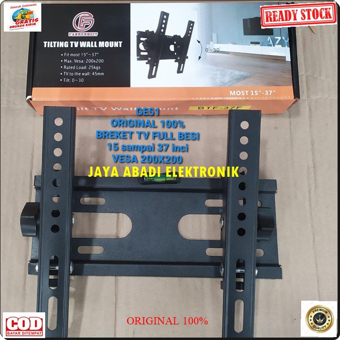 G51 Original breket tv 15-42 in inci bracket televisi lcd led flexible gantungan komplit fungsi universal adjustable penopang fleksible pengaman G51  BISA SEGALA JENIS TV LCD LED BISA SETING 15 INCI SAMPAI 37 INCI UNIVERSAL  DIMENSI PAKET 30X10 X6  keleng