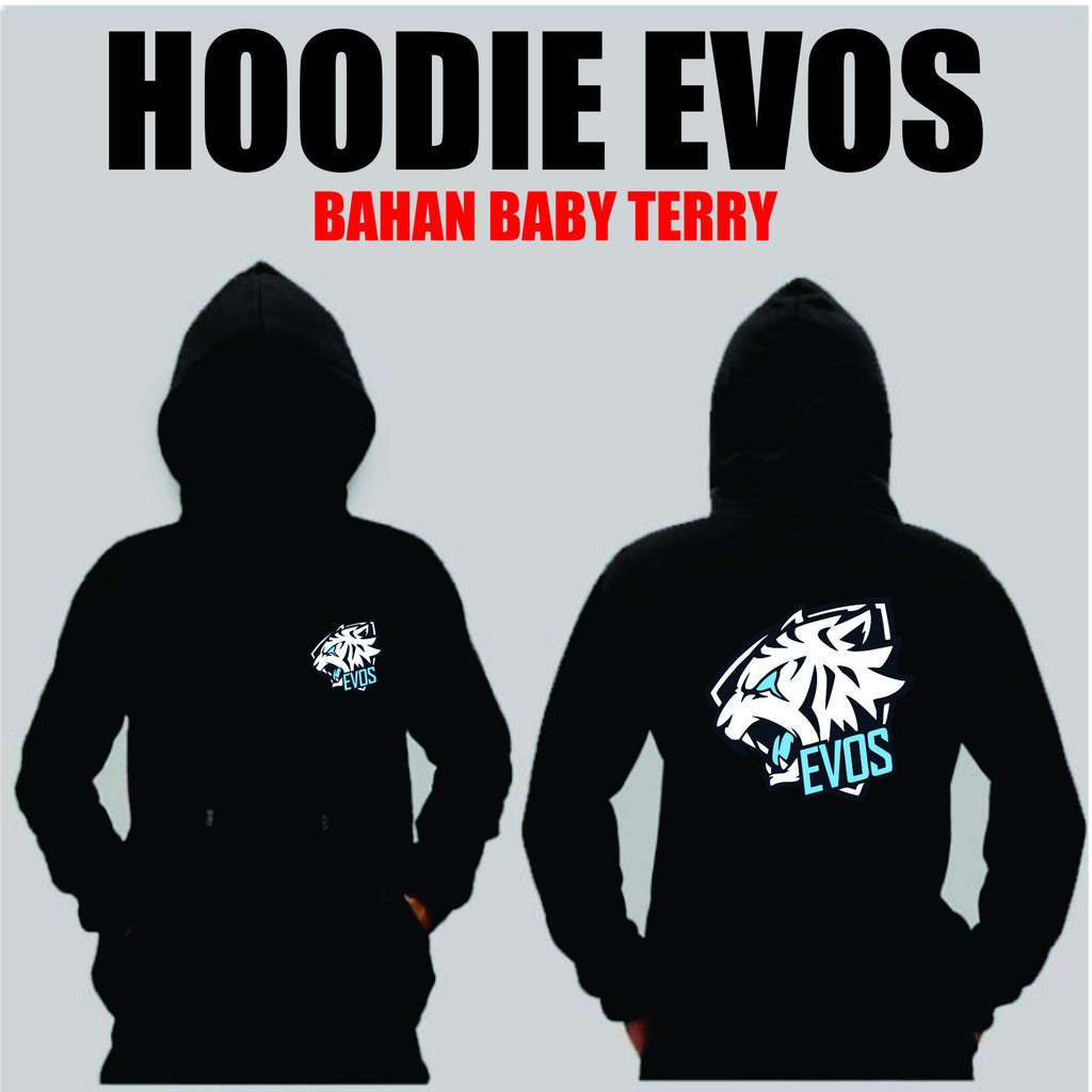 Hoodie Evos Bahan Baby Terry - murah berkualitas - tim esport - Warna Hitam dan Pink
