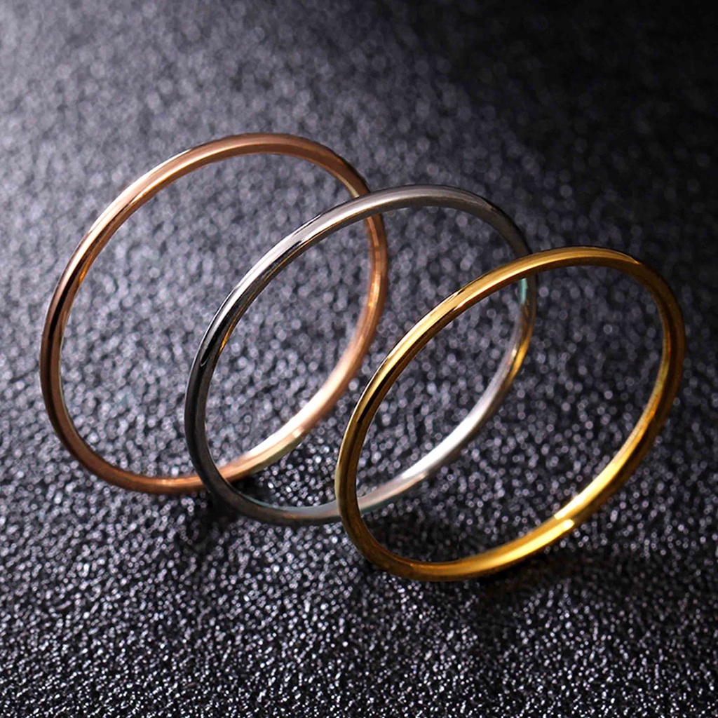 SET ISI 3 Cincin Titanium Warna Gold Silver Rosegold Ukuran 16 Sampai 19