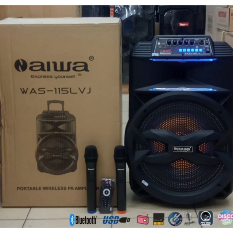 DISTRIBUTOR SPEAKER PORTABLE AIWA 15 INCH 115LVJ BLUETOOTH