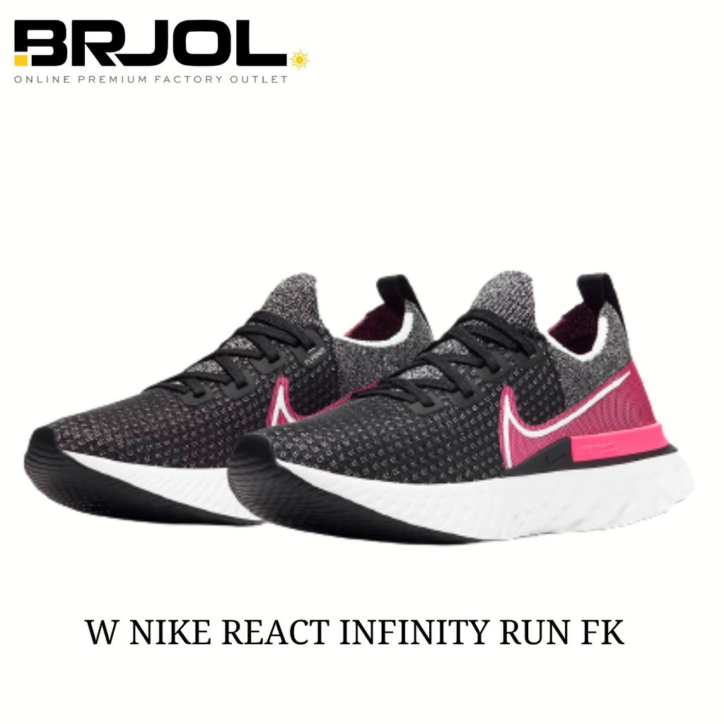 SEPATU LARI WANITA ORIGINAL NIKE REACT INFINITY RUN FK HITAM PINK