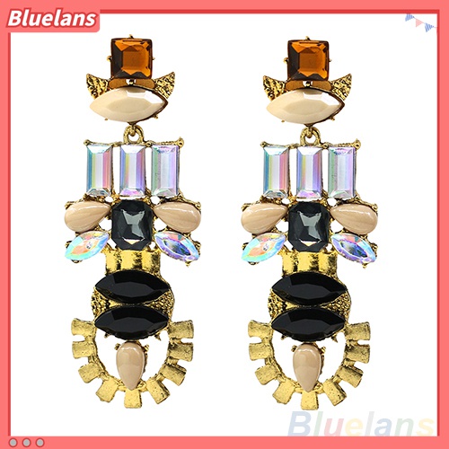 Anting Stud Dangle Drop Berlian Imitasi Gaya Retro Untuk Wanita