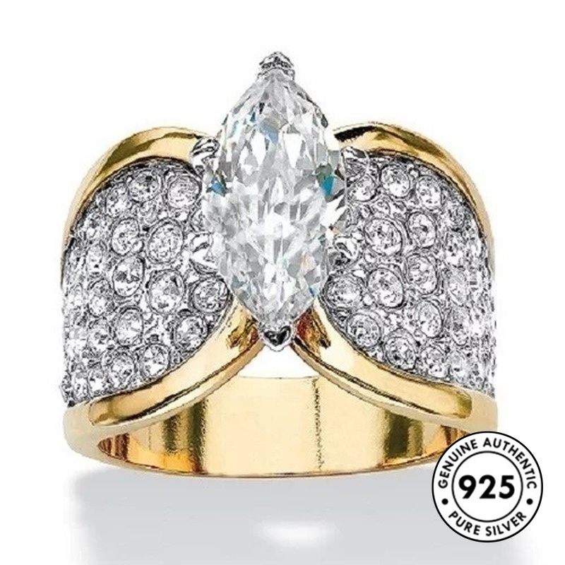 Cincin Berlian Bahan S925 Silver Plated