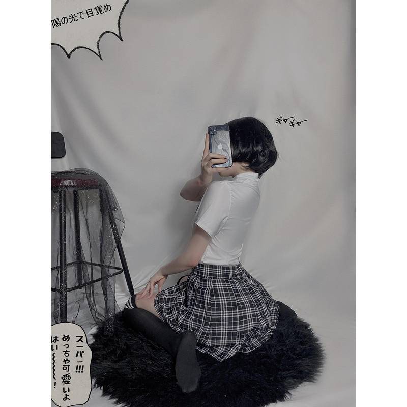 【Wetrose】Sexy JK Student Plaid Tie Split Pure Japanese School Uniform Cosplay Costume Lingerie Seifuku Set