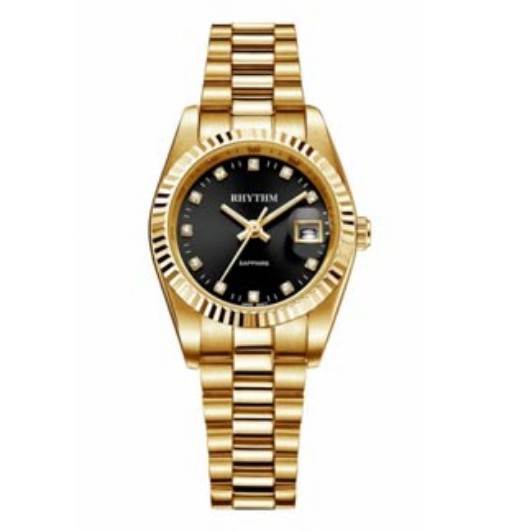 Jam Tangan Wanita Rhythm R1204S- Hitam Gold