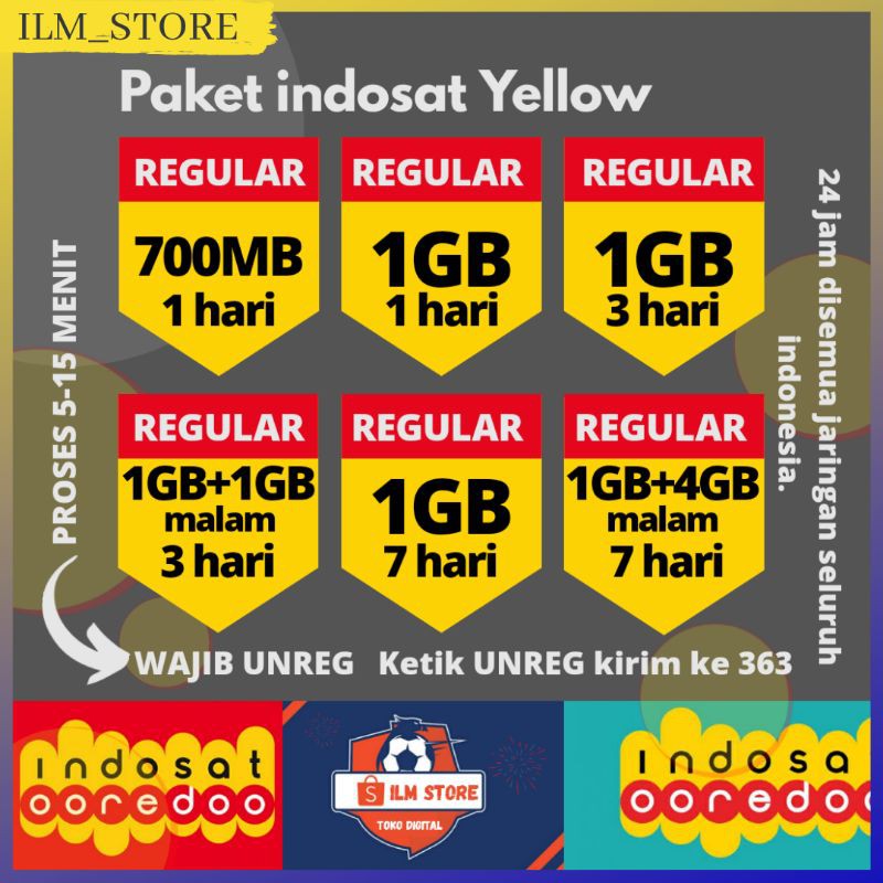 PAKET DATA INDOSAT YELLOW 1GB YELLOW 700MB INDOSAT 1GB 1 HARI PROSES CEPAT