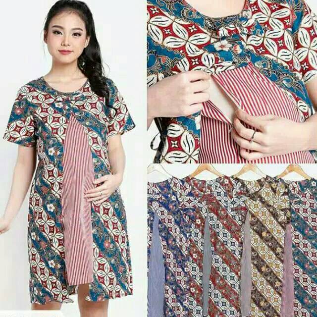 Model Baju Batik Ibu Menyusui Terbaru - Mom040d21 Dress ...