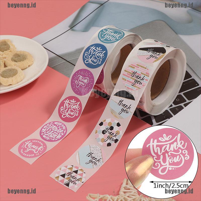 Bey 500pcs Stiker label Tulisan thank you Untuk Scrapbook