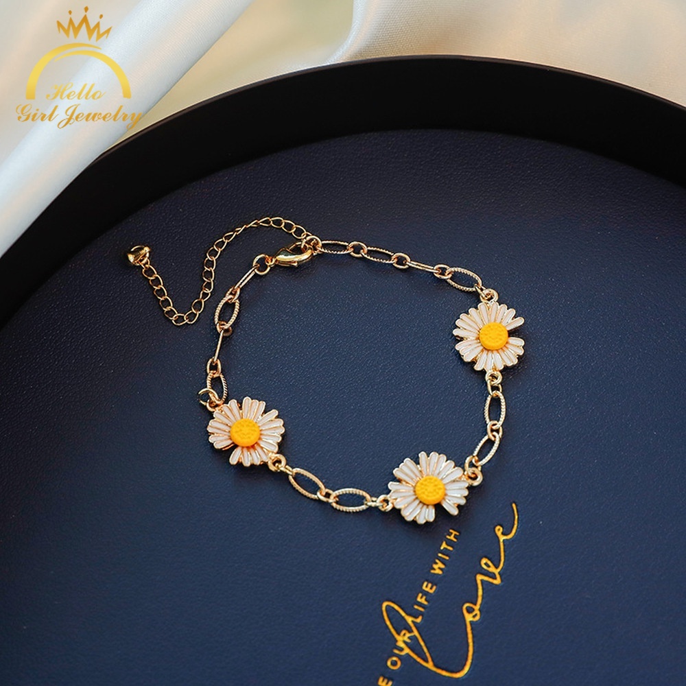 Gelang Kalung Cincin Desain Bunga Daisy Untuk Wanita