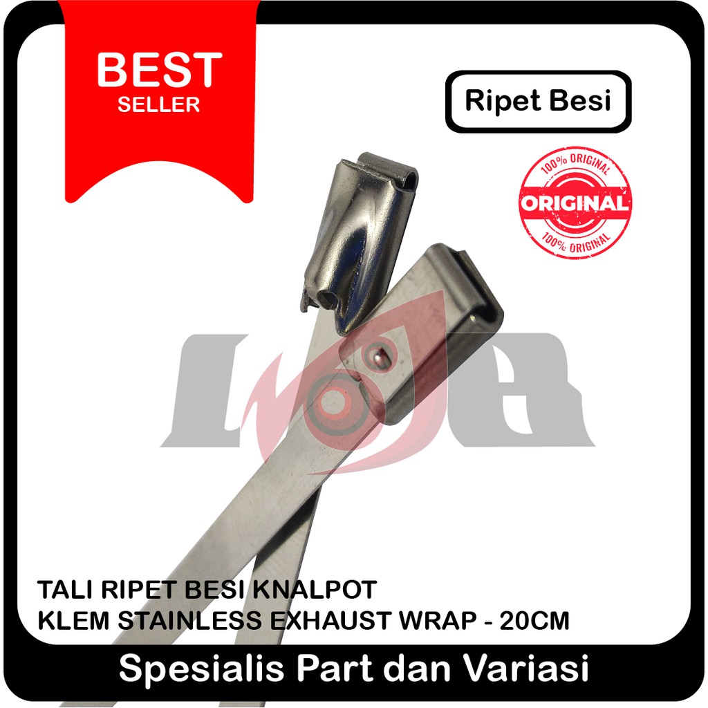 20cm Tali Ripet Besi Knalpot Klem Stainless Exhaust Wrap Kabel Ties Cable Kleman Rivet