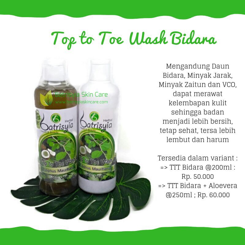 Sabun TTT Top to Toe Wash Bidara Batrisyia Herbal 250 ml