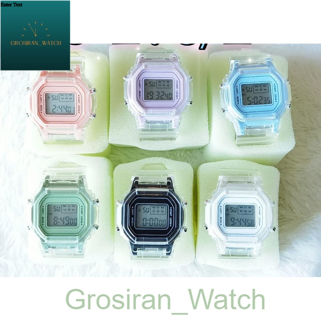 Jam Tangan Wanita Fashion Korea Style Digital Sport LNR-1175 tali transparan [G_W]