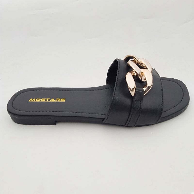 mqstars Sandal Flat Wanita Selop Ring Rante Terbaru