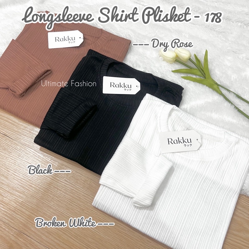 Basic Longsleeve Shirt Plisket 178 - Kaos Inner Plisket Lengan Panjang Premium  Kekinian Korea