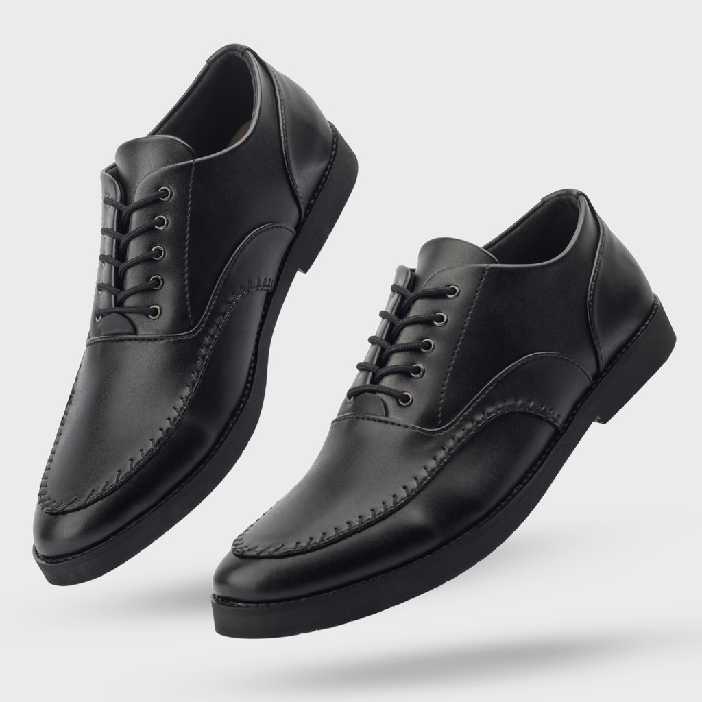 BOLTON BLACK |MNM x GIANT FLAMES| Sepatu Pantofel Pria Oxford Formal / Kantor ORI