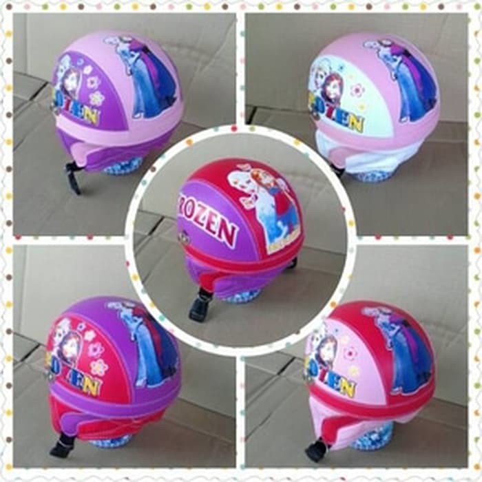helm retro anak motif frozen/ helm sepeda