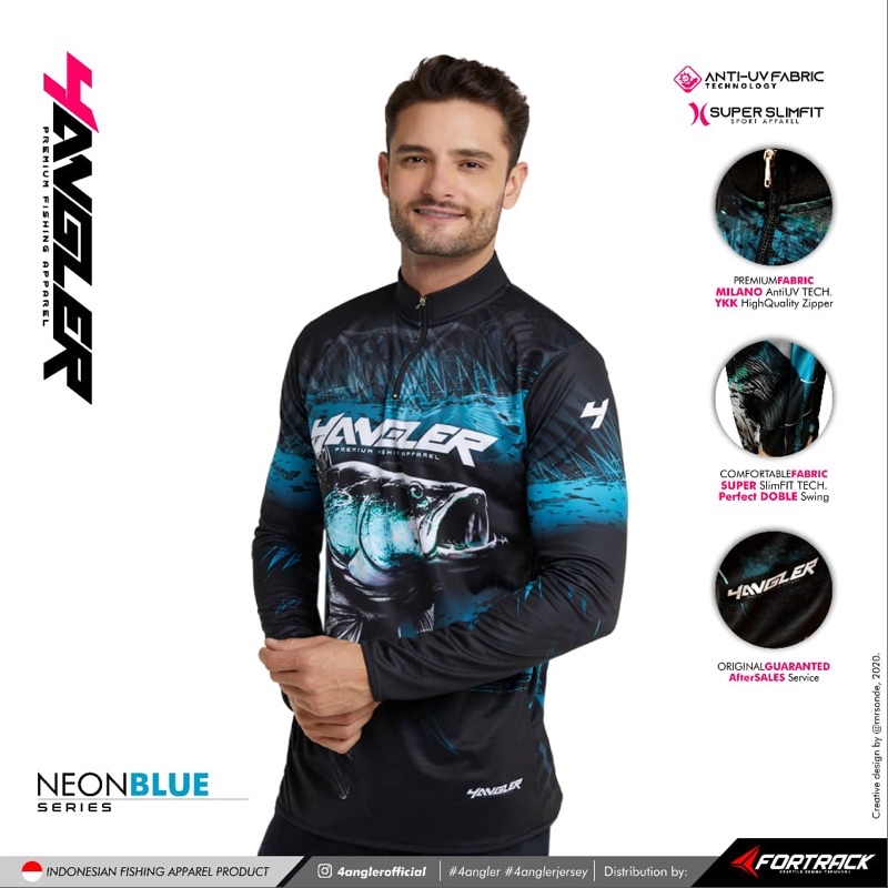 Jersey Mancing CUSTOM 4ANGLER NEON BLUE