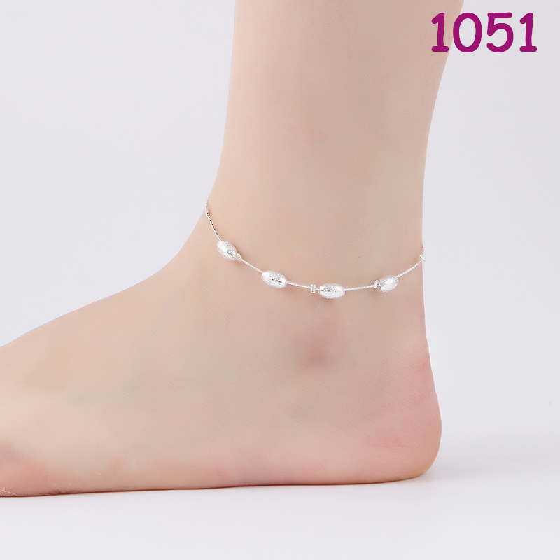 Gelang Kaki Rantai Manik-Manik Multilayer Warna Silver Untuk Wanita