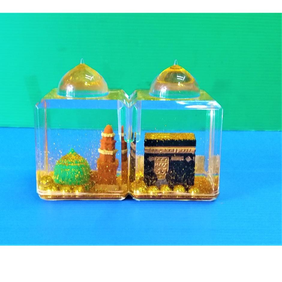 83 ✿ Indokaligrafi Miniatur Pajangan Masjid Dua Kubah Hiasan Meja Tempat Pen Holder Aksesoris Muslim