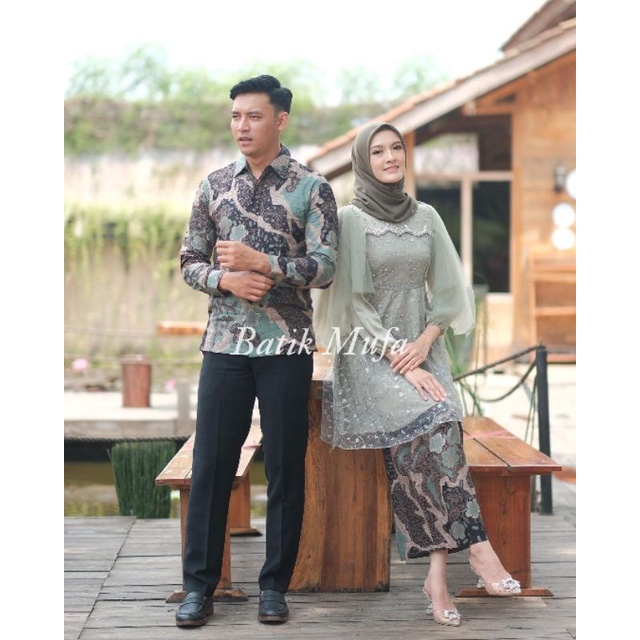 Batik couple Kebaya LUNA SAGE GREEN KEBAYA MODERN Kebaya untuk tunangan kebaya lamaran kebaya baju wisuda terbaru