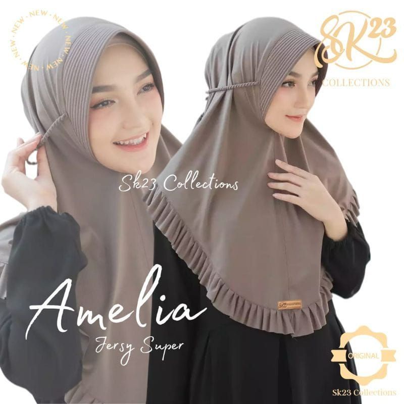 (Original Sk23) Hijab Instan Amelia by Sk23 Collections - Jersey Super