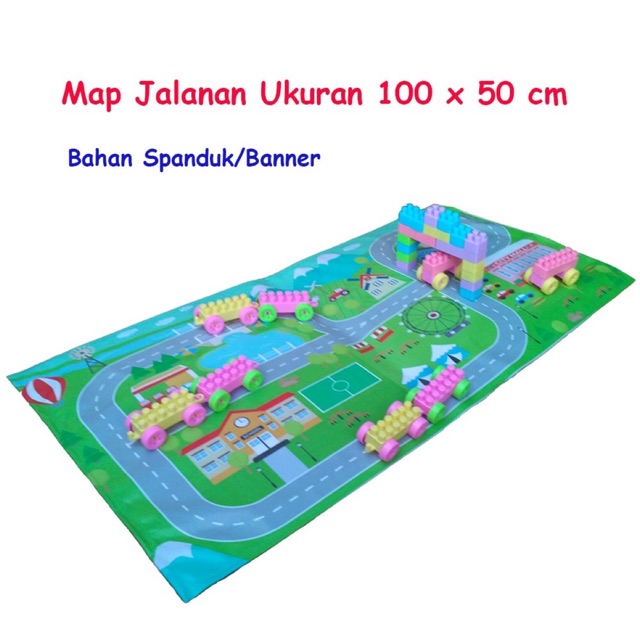 Map tracking track jalur mobil mobilan mainan anak lego bricks balok track car jalanan hot wheels