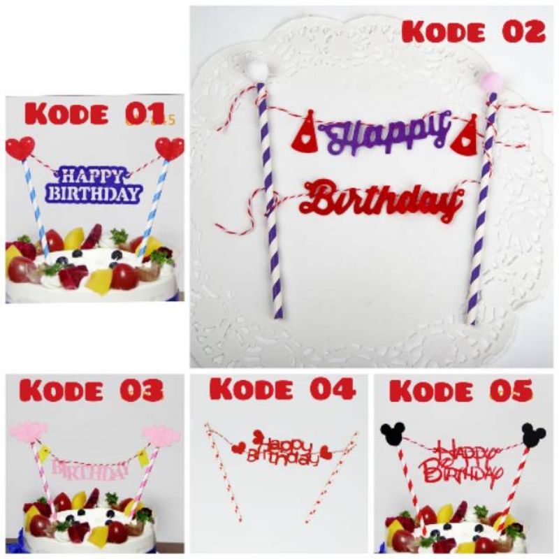 

Cake Topper Banner Happy Birthday / Cake Topper Happy Birthday / Hiasan Kue Ulang Tahun