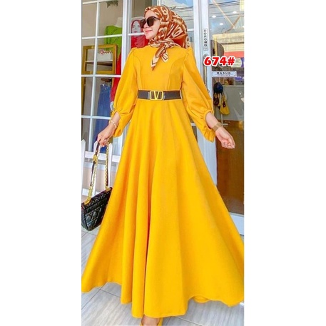 674# gamis wanita terbaru// fahion muslim gamis scuba+FREE BELT V