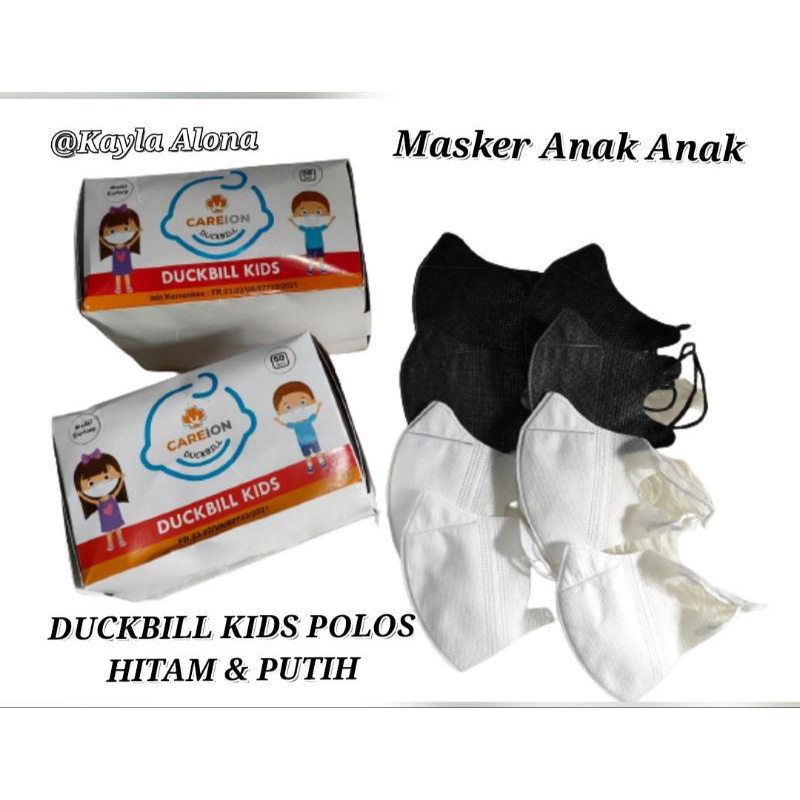 Masker DUCKBILL KIDS POLOS HITAM &amp; PUTIH