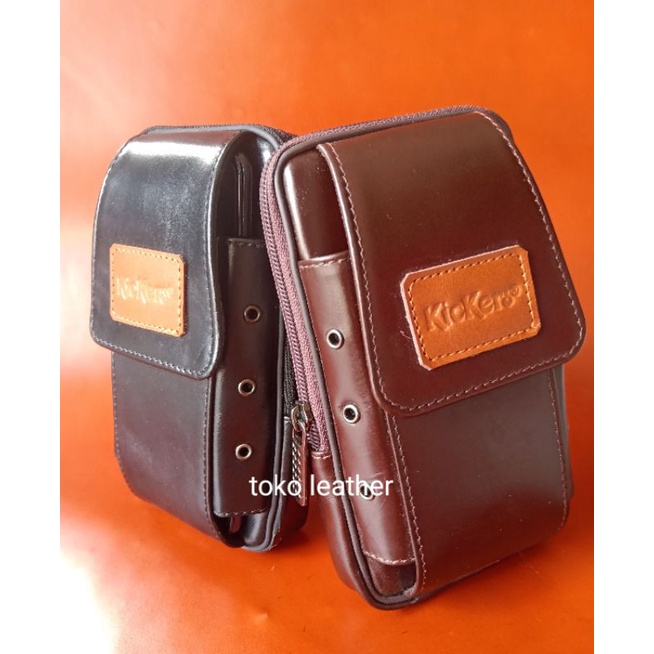 Dompet Hp Pinggang Pria 2 Slot Kulit Sapi Asli