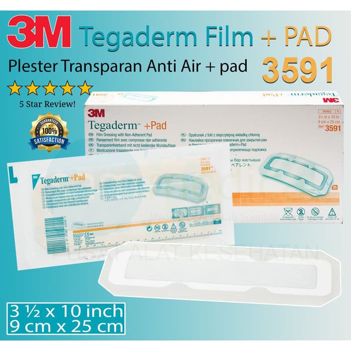 Jual 3M 3591 TEGADERM + PAD Plester Luka Transparan Anti Air 9x25 cm