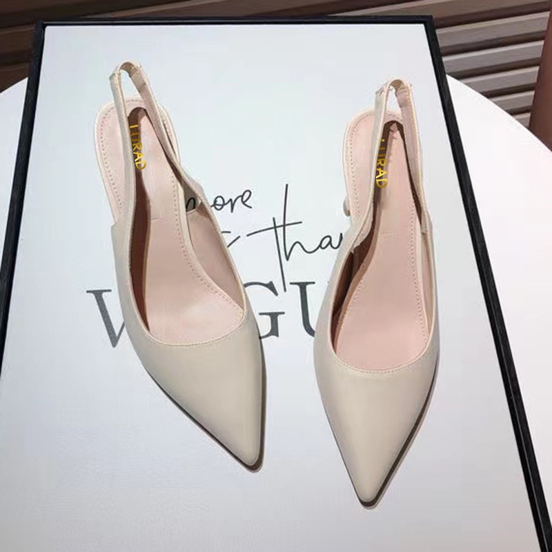 Sepatu Wanita Import Ujung Runcing Dengan Pengait Belakang Heels 7 cm Elegan