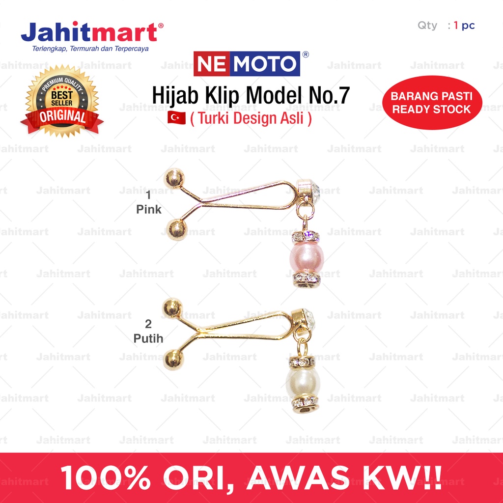 Hijab Klip / Jarum Turki / Penjepit Kerudung model Mutiara