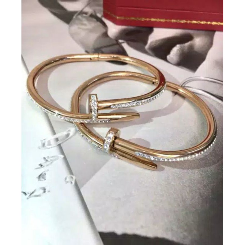 Fourfashion gelang paku titanium rosegold full diamond TS013