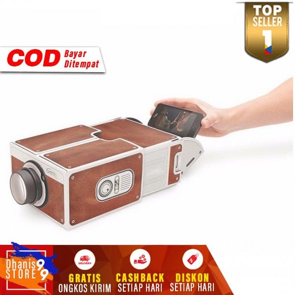 MINI PROYEKTOR HP PORTABEL CARDBOARD 2.0 LCD PROJECTOR SMARTPHONE