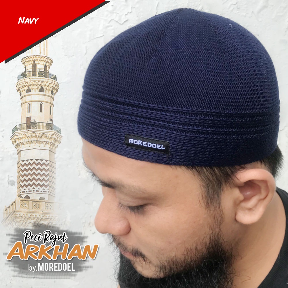 MOREDOEL - Kopiah Peci Rajut Pria Arkhan By Moredoel Nyaman dipakai Shalat dan Gaya dipakai Harian